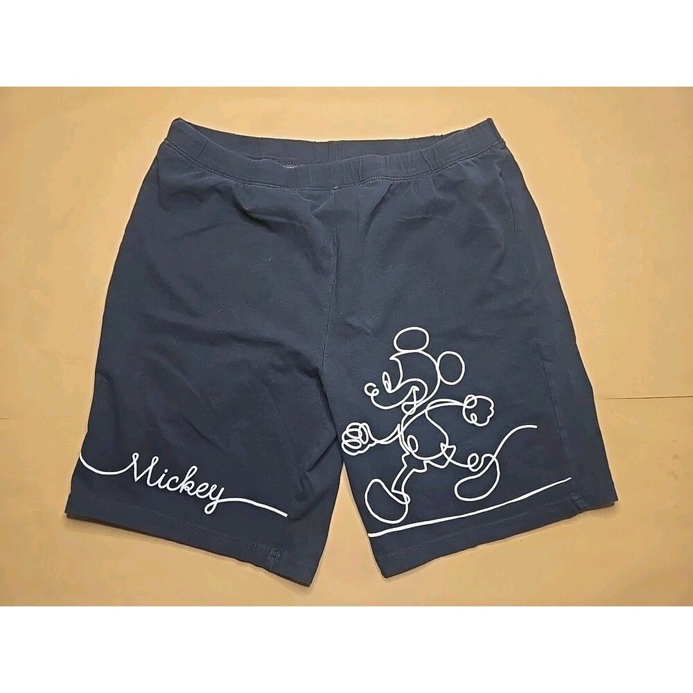 Disney Women's XL Mickey Mouse Elastic Waist Black/White Stretch Bike Shorts